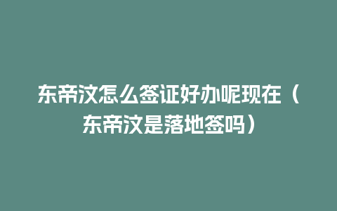 东帝汶怎么签证好办呢现在（东帝汶是落地签吗）