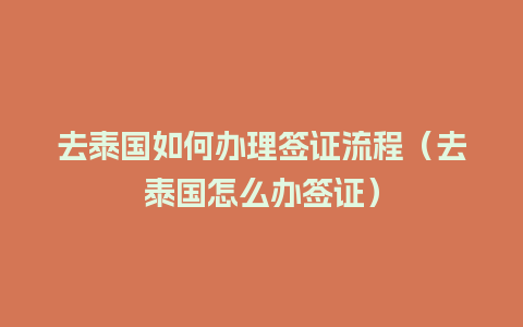 去泰国如何办理签证流程（去泰国怎么办签证）