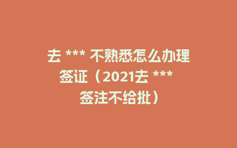 去 *** 不熟悉怎么办理签证（2021去 *** 签注不给批）