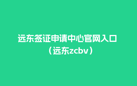 远东签证申请中心官网入口 （远东zcbv）