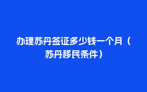 办理苏丹签证多少钱一个月（苏丹移民条件）