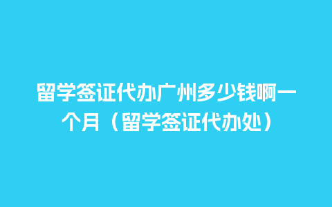 留学签证代办广州多少钱啊一个月（留学签证代办处）