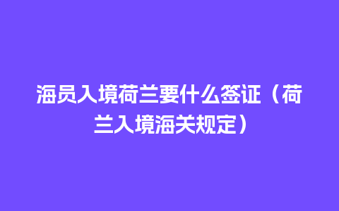 海员入境荷兰要什么签证（荷兰入境海关规定）