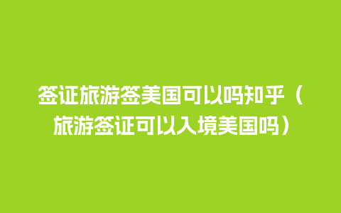 签证旅游签美国可以吗知乎（旅游签证可以入境美国吗）