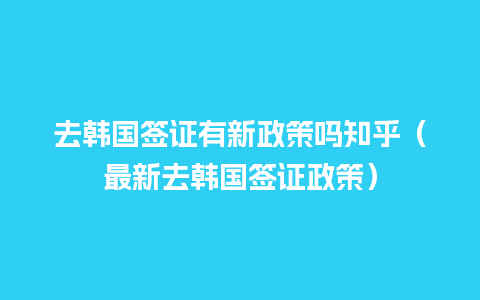 去韩国签证有新政策吗知乎（最新去韩国签证政策）