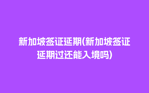 新加坡签证延期(新加坡签证延期过还能入境吗)